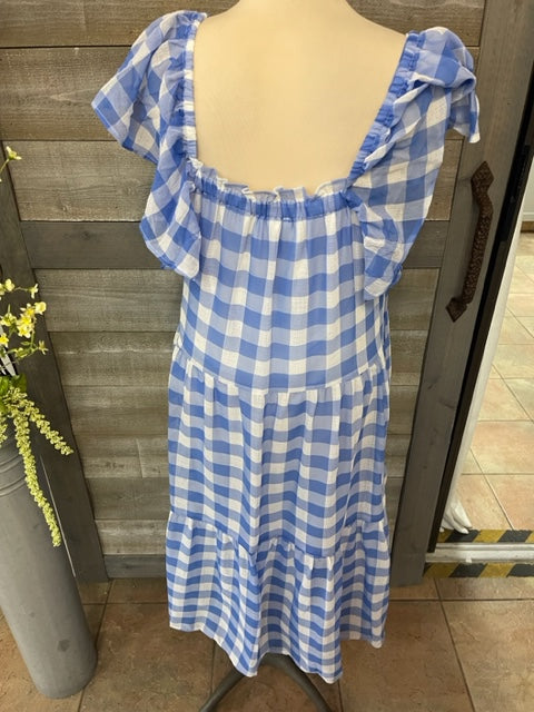 Blue and White Plaid Dress