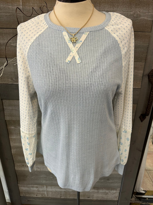 Knit Color block Patchwork Long Sleeve Top