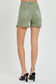 Olive Green Cut Off Cross Over Shorts