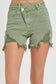 Olive Green Cut Off Cross Over Shorts