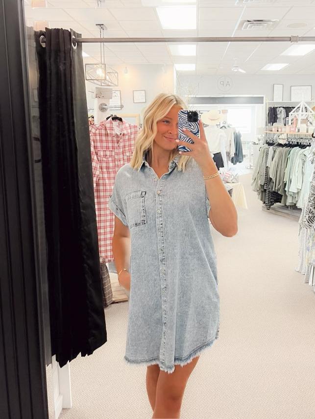 Frayed Hem Denim Dress