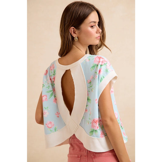 Floral Terry Open Back Top