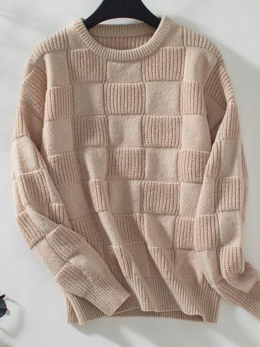 Minimalist Checked Crewneck Sweater