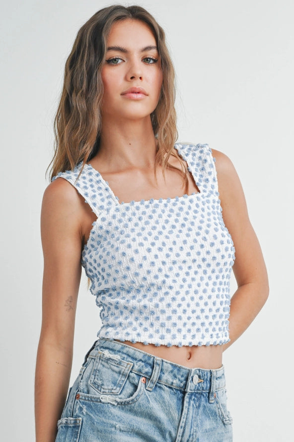 Dotted Sleeveless Stretchable Tank Top