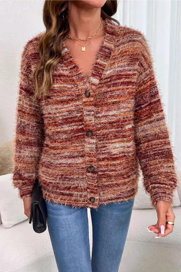 Fuzzy Striped Cardigan