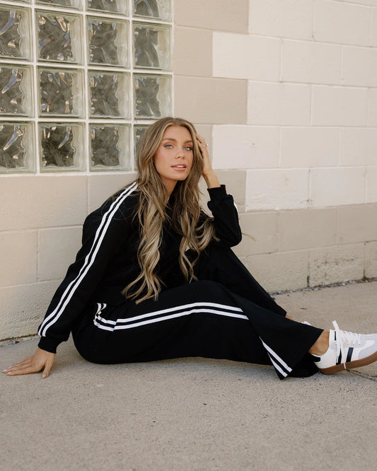 Black Crew neck and pant athleisure wear set
