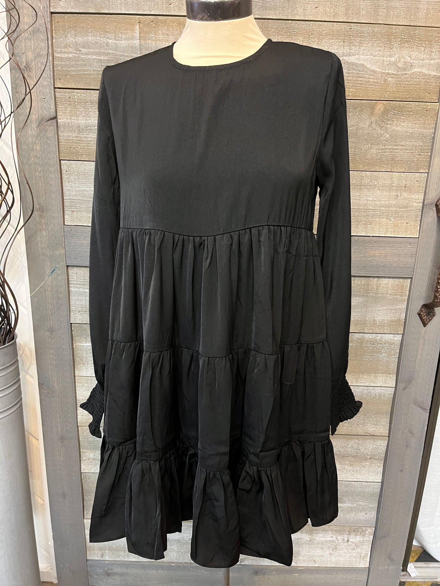 Tiered Long Sleeve Dress with Cinched Cuffs