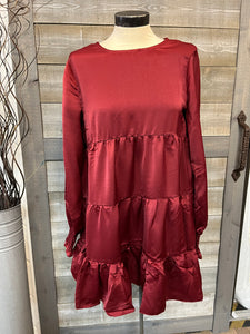 Tiered Long Sleeve Dress with Cinched Cuffs