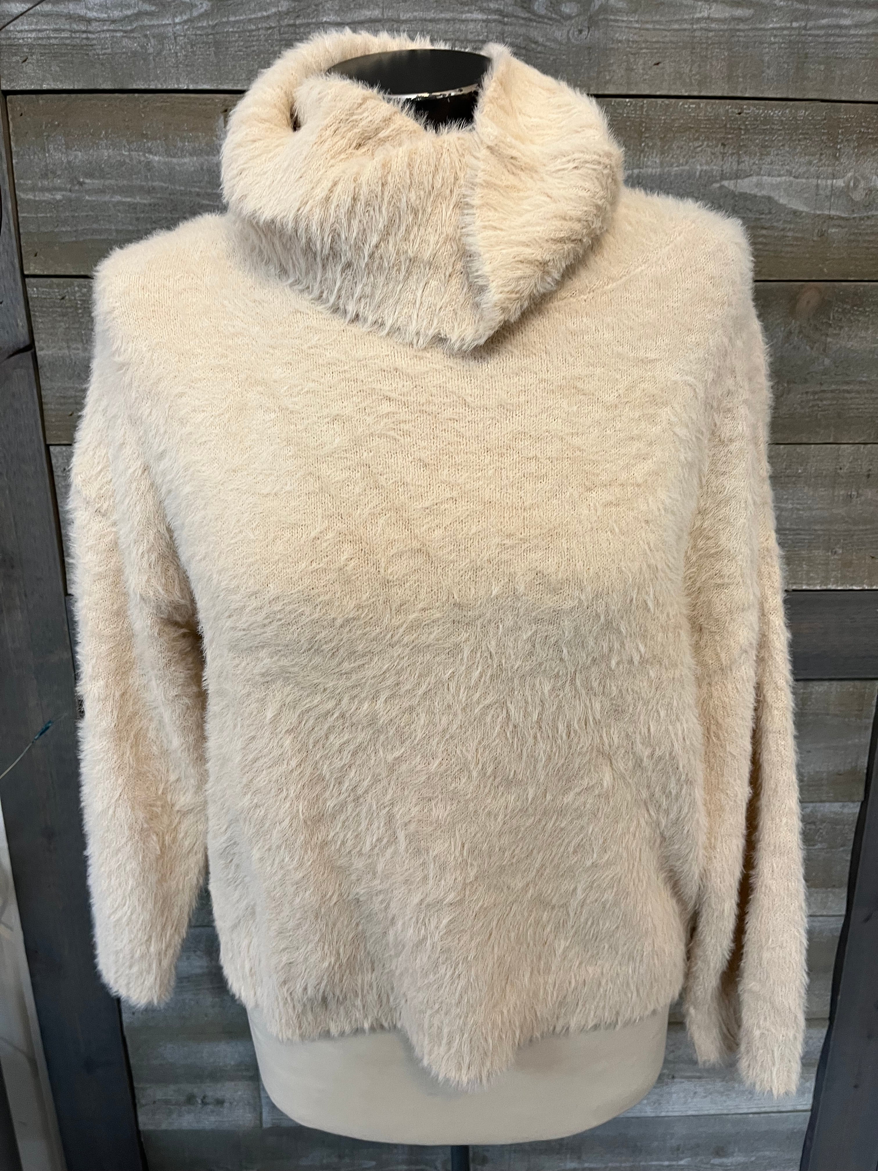 Fuzzy Knitted Cream Sweater