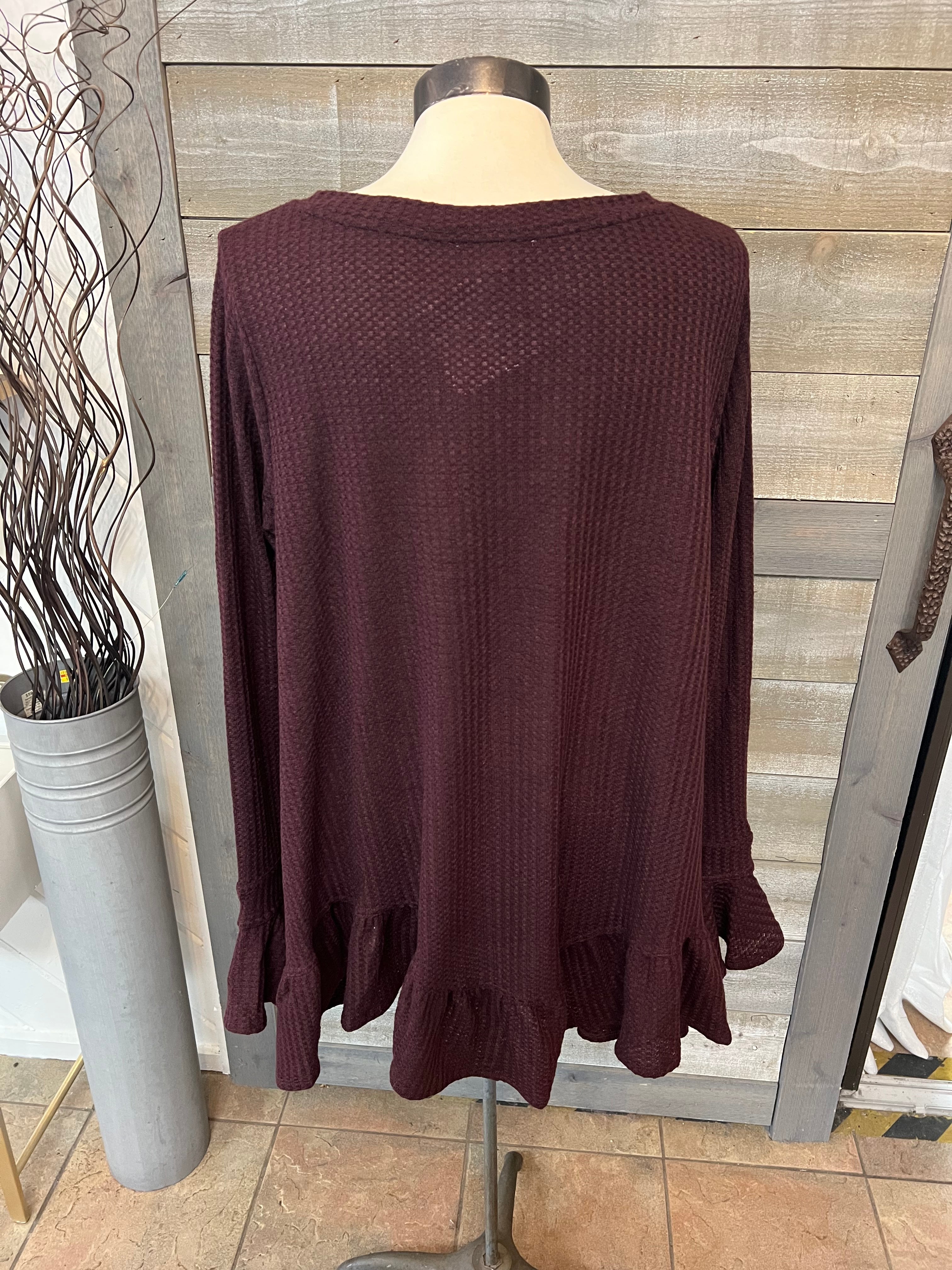 Waffle Knit Bell Sleeve Top