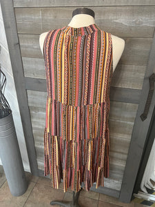 Aztec Print Sleeveless Dress
