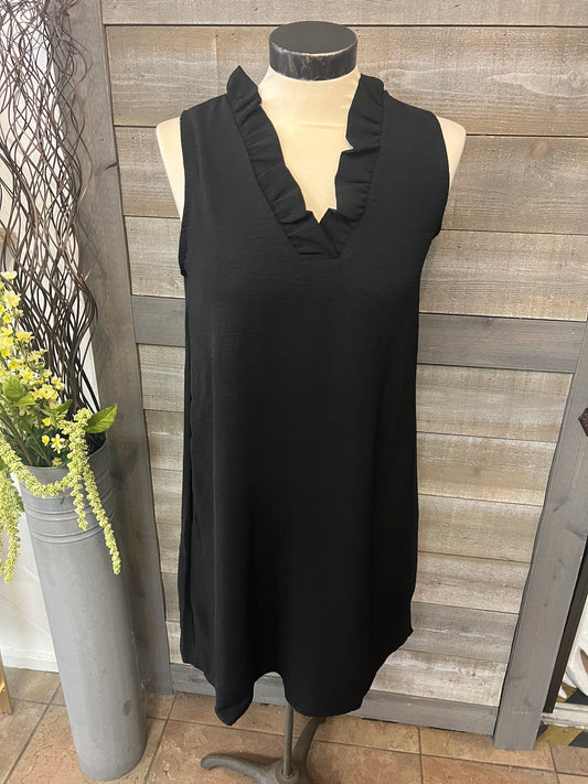 Ruffle Neckline Dress