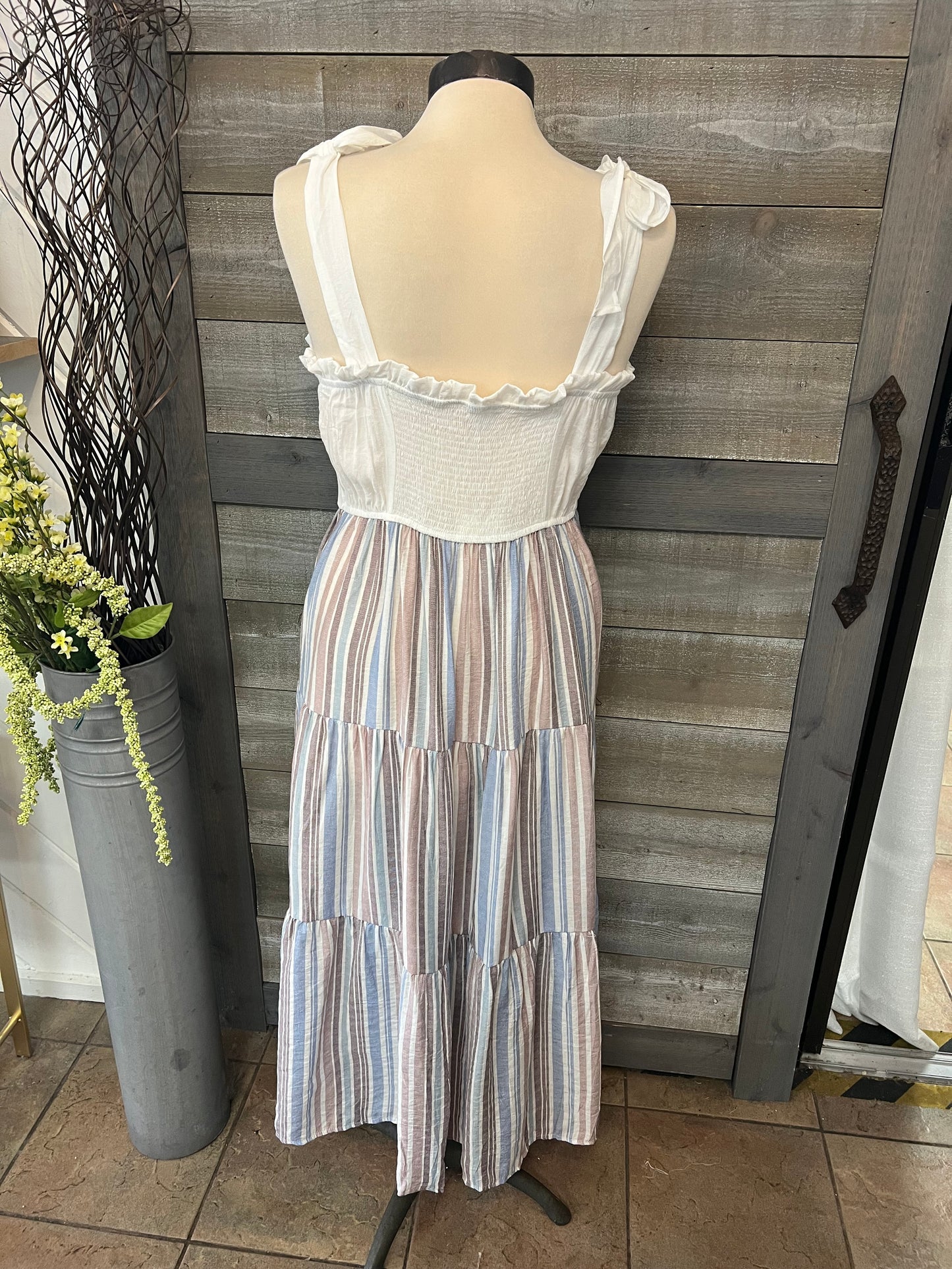 Stripe Bow Strap Dress