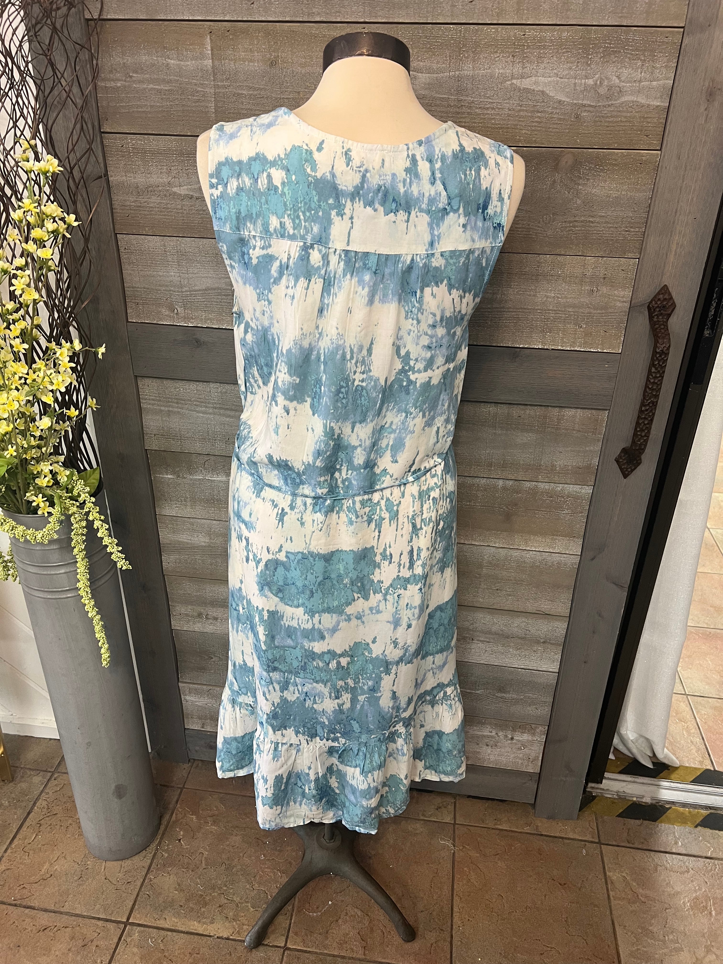Blue and White tie-dye dress