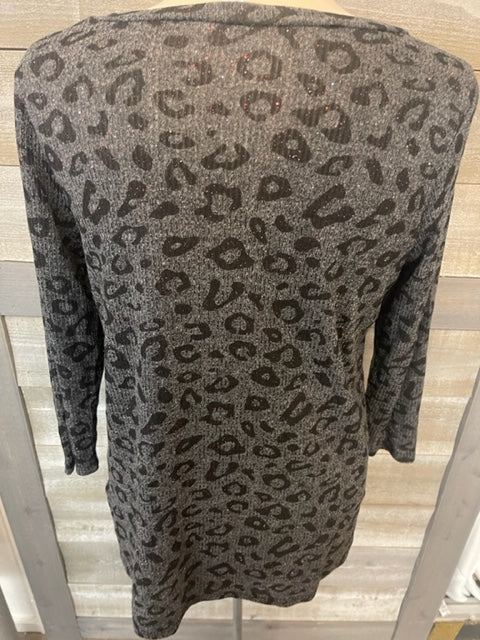 Animal Print Long Sleeve Sparkle Top