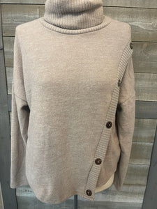 Cowl Neck Sweater with Button Detail