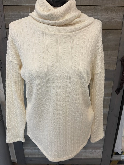 Long Sleeve Ivory Cowl Neck Sweater